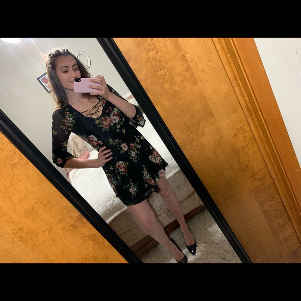 Crisscrossed Floral Dress